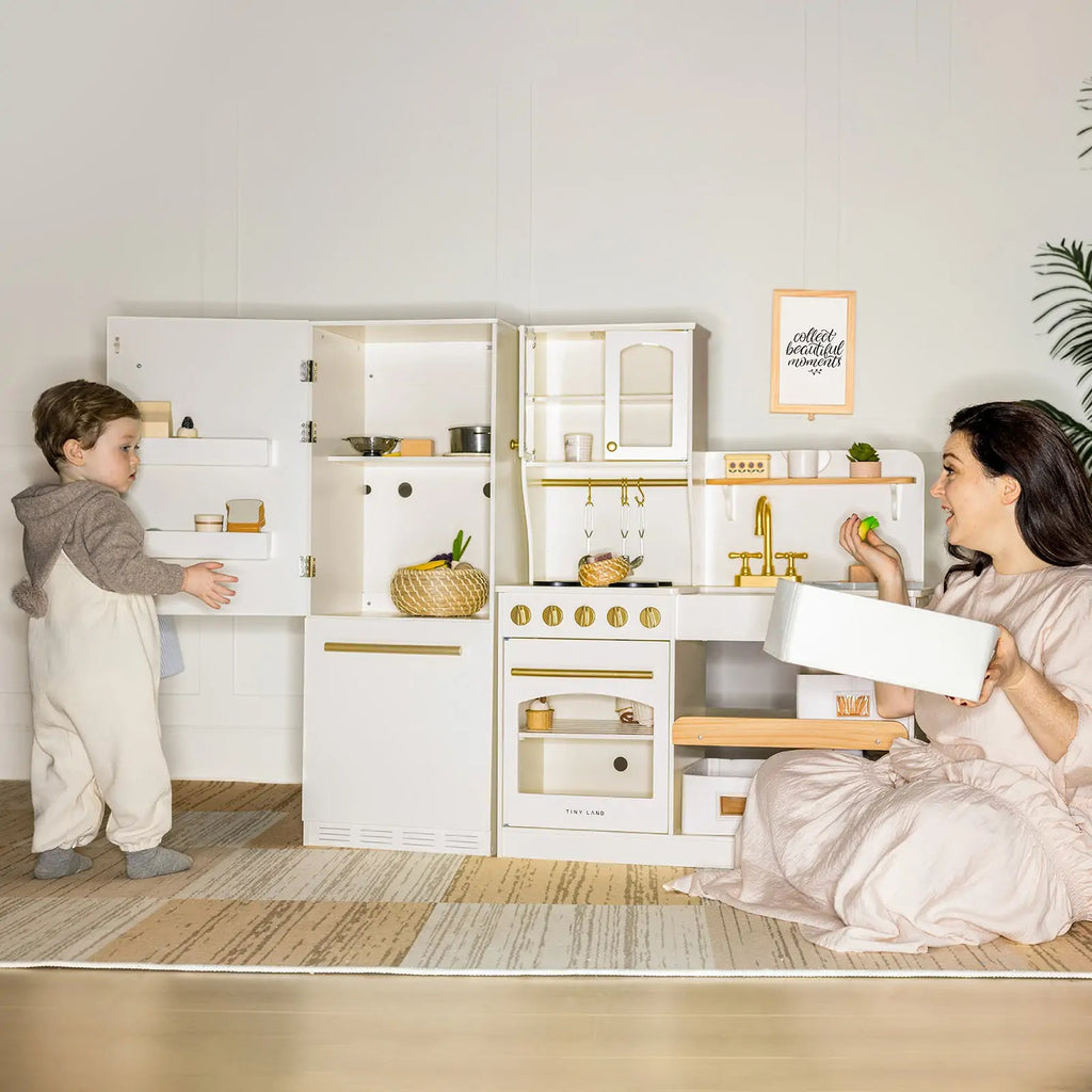 Tiny Land® Play Kitchen Accessories – Play Kitchen Fridge: Wooden Cabinet Refrigerator for Kids - Paranoid Ranch