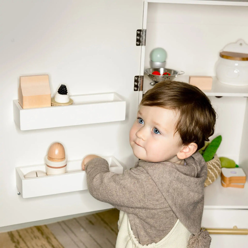 Tiny Land® Play Kitchen Accessories – Play Kitchen Fridge: Wooden Cabinet Refrigerator for Kids - Paranoid Ranch