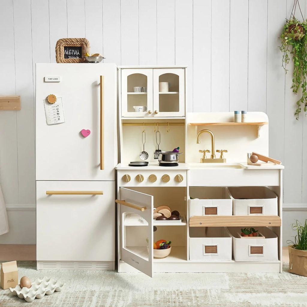 Tiny Land® Play Kitchen Accessories – Play Kitchen Fridge: Wooden Cabinet Refrigerator for Kids - Paranoid Ranch