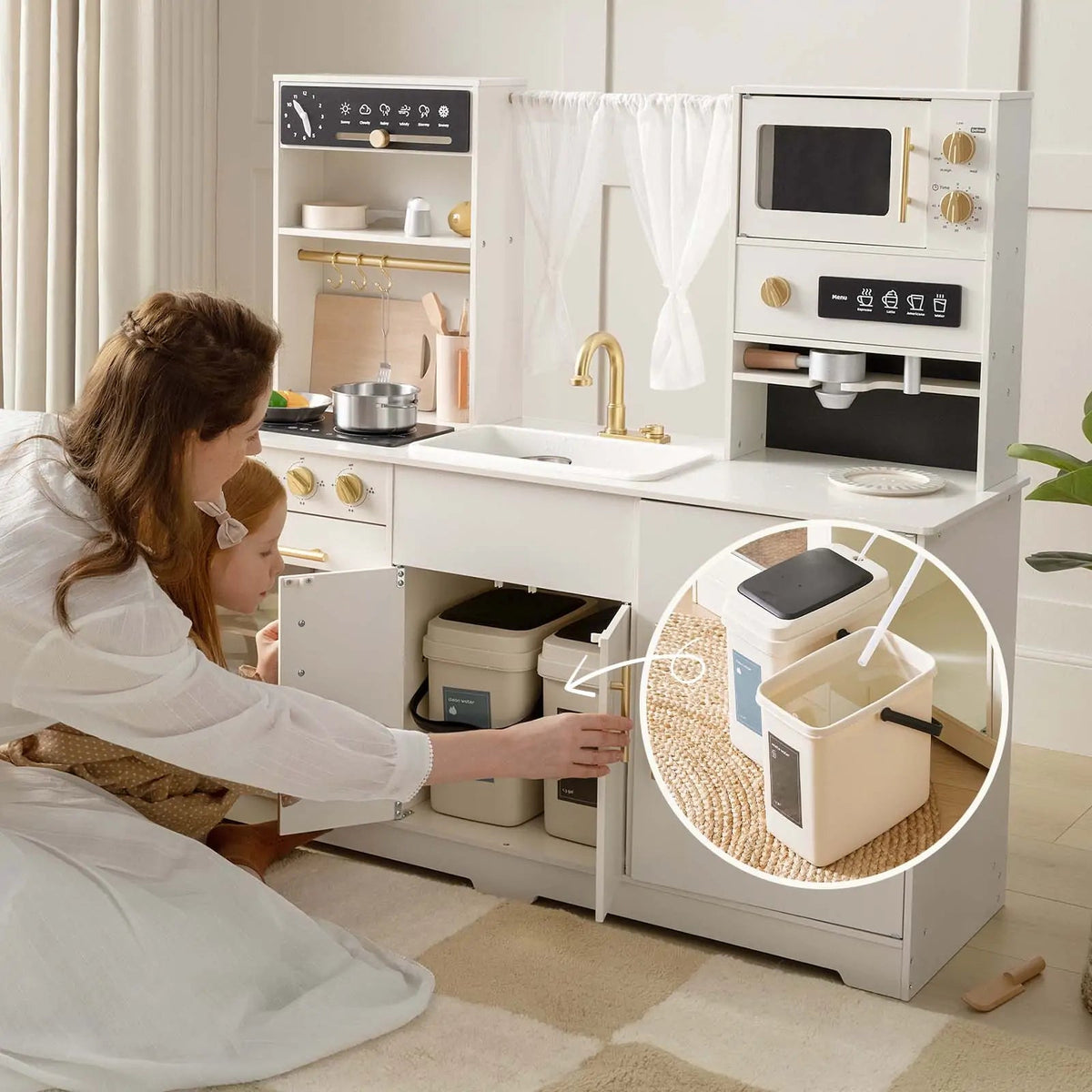 Tiny Land® Play Kitchen with Running Water - Iconic Aqua Kitchen in Cream - Paranoid Ranch