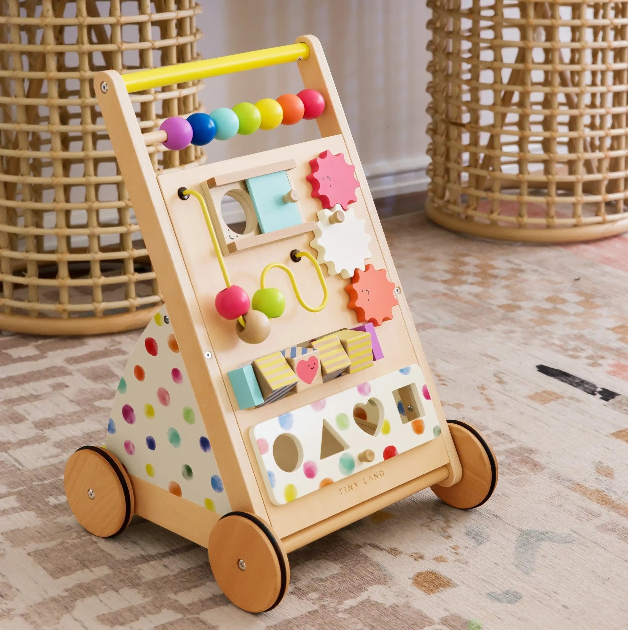 Tiny Land® Premium Natural Wooden Activity Walker - Paranoid Ranch