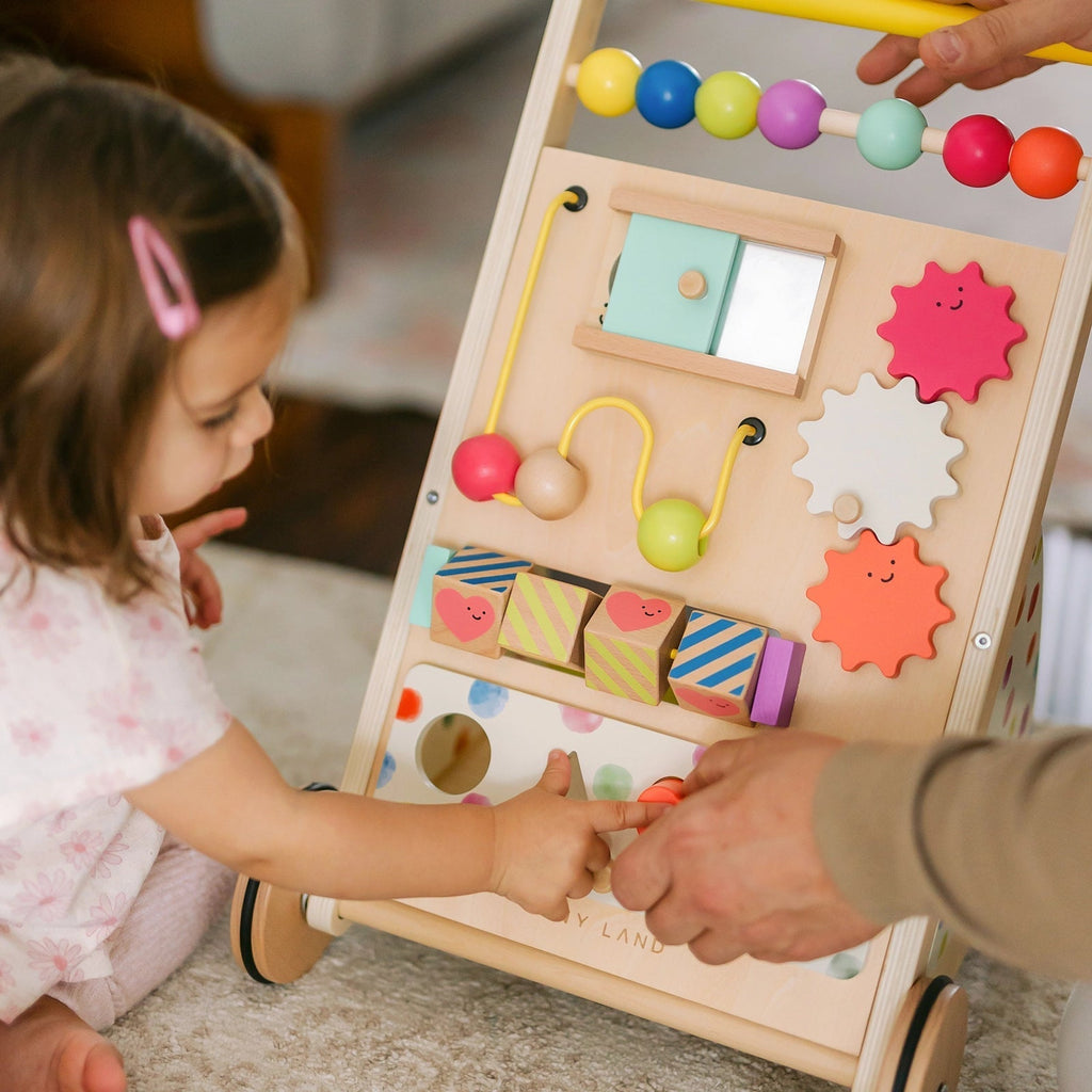 Tiny Land® Premium Natural Wooden Activity Walker - Paranoid Ranch