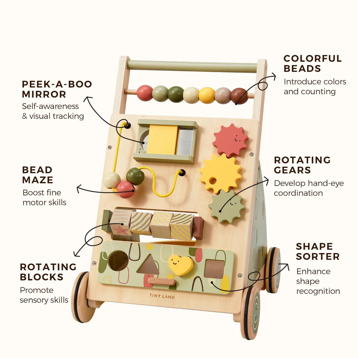 Tiny Land® Sage Green Wooden Baby Walker - Paranoid Ranch