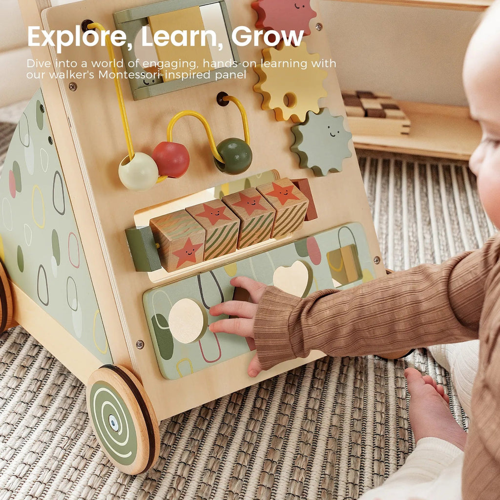 Tiny Land® Sage Green Wooden Baby Walker - Paranoid Ranch