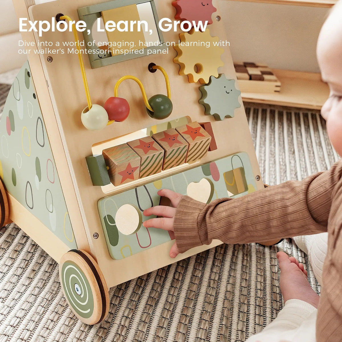 Tiny Land® Sage Green Wooden Baby Walker - Paranoid Ranch