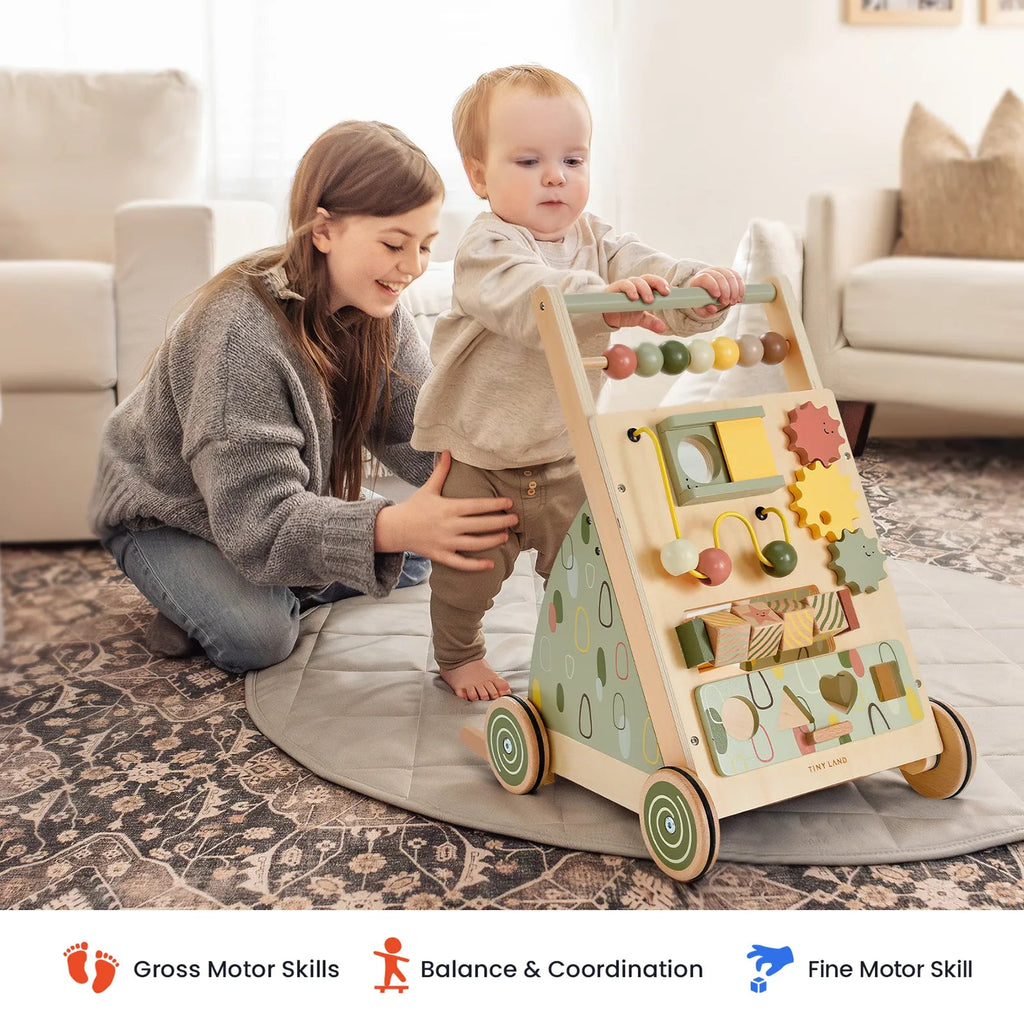 Tiny Land® Sage Green Wooden Baby Walker - Paranoid Ranch