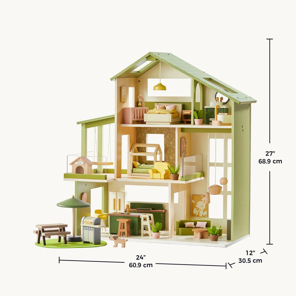 Tiny Land® Sweetwood Edge Dollhouse - Green & Pink - Paranoid Ranch