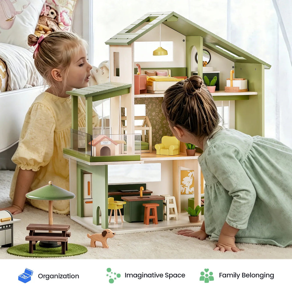 Tiny Land® Sweetwood Edge Dollhouse - Green & Pink - Paranoid Ranch