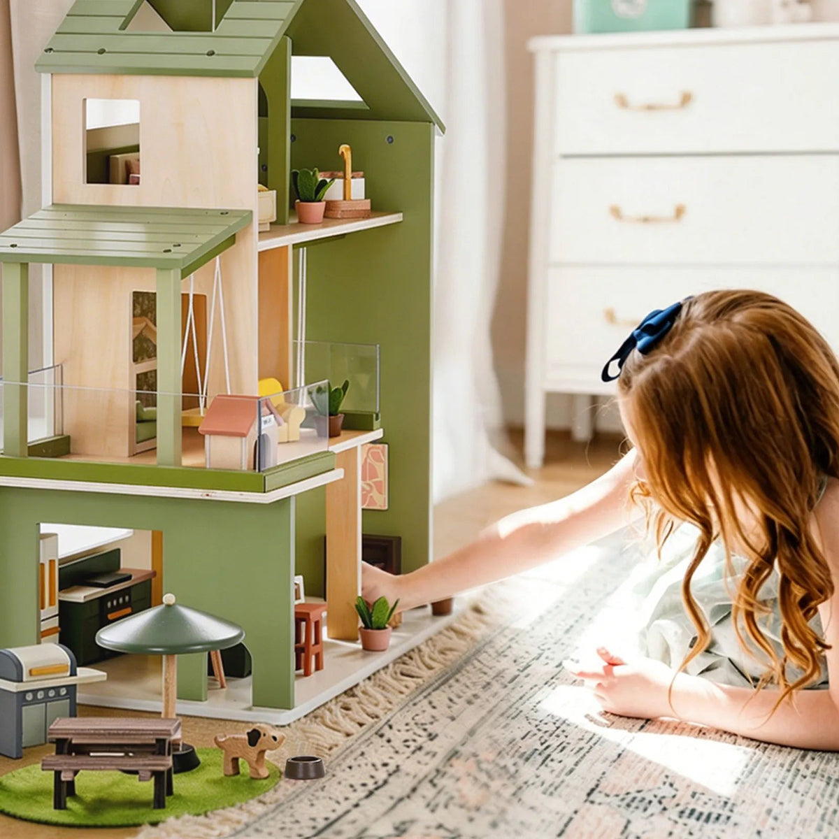 Tiny Land® Sweetwood Edge Dollhouse - Green & Pink - Paranoid Ranch