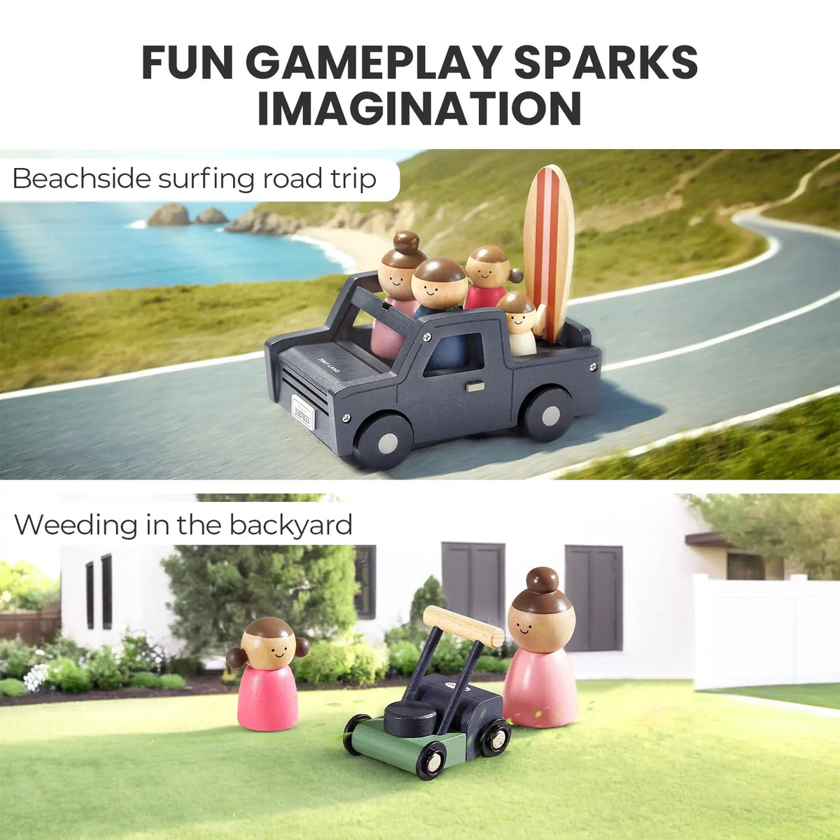 Tiny Land® Sweetwood Edge Dollhouse & Wooden Dollhouse Garage - Paranoid Ranch