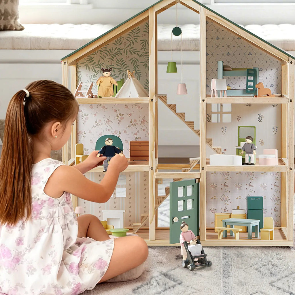 Tiny Land® Sweetwood Evergreen Dollhouse & Wooden Dollhouse Dolls - Paranoid Ranch