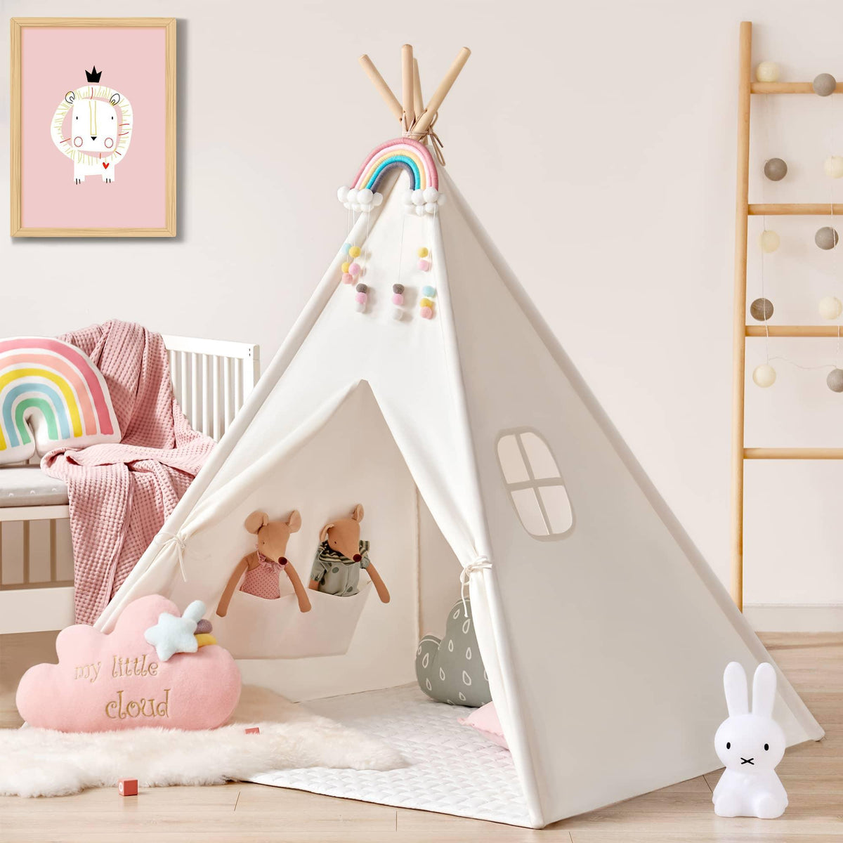 Tiny Land® Teepee Tent for Kids with Mat – Indoor Play Tent with Floor Mat - Paranoid Ranch