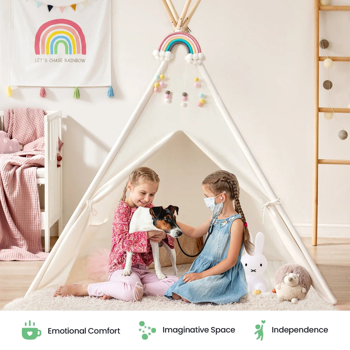 Tiny Land® Teepee Tent for Kids with Mat – Indoor Play Tent with Floor Mat - Paranoid Ranch