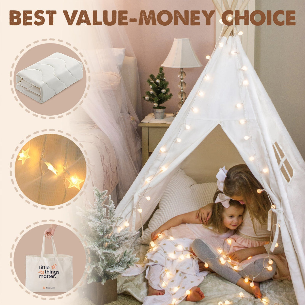 Tiny Land® Teepee Tent for Kids with Mat – Indoor Play Tent with Floor Mat - Paranoid Ranch