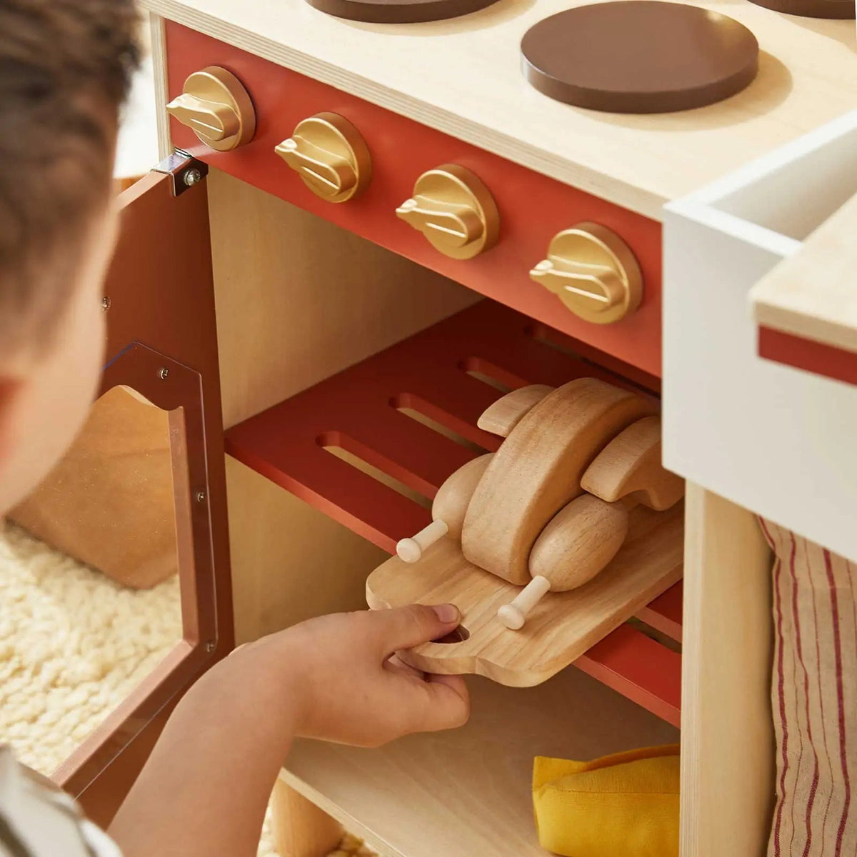Tiny Land® Wooden Play Kitchen for Toddlers - Honey Kitchenette Pretend Cooking Set - Paranoid Ranch