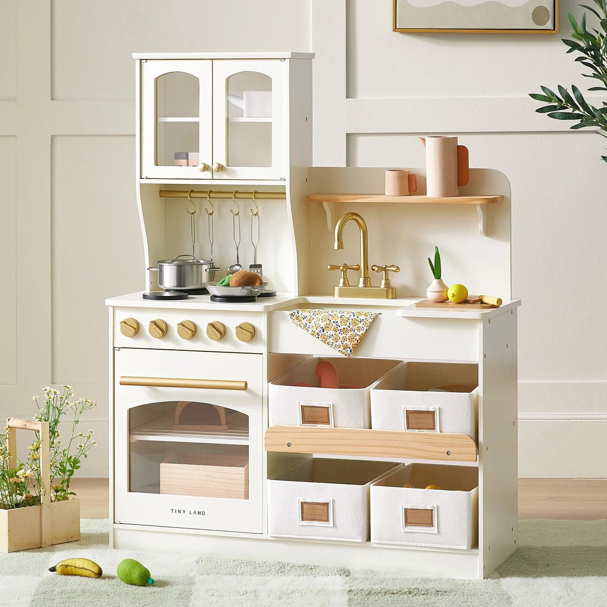 Tiny Land® Wooden Play Kitchen with Storage for Creative Toddlers - Paranoid Ranch