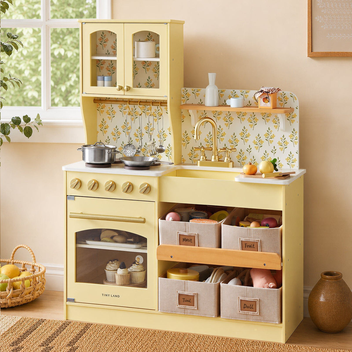 Tiny Land® Wooden Play Kitchen with Storage for Creative Toddlers - Paranoid Ranch