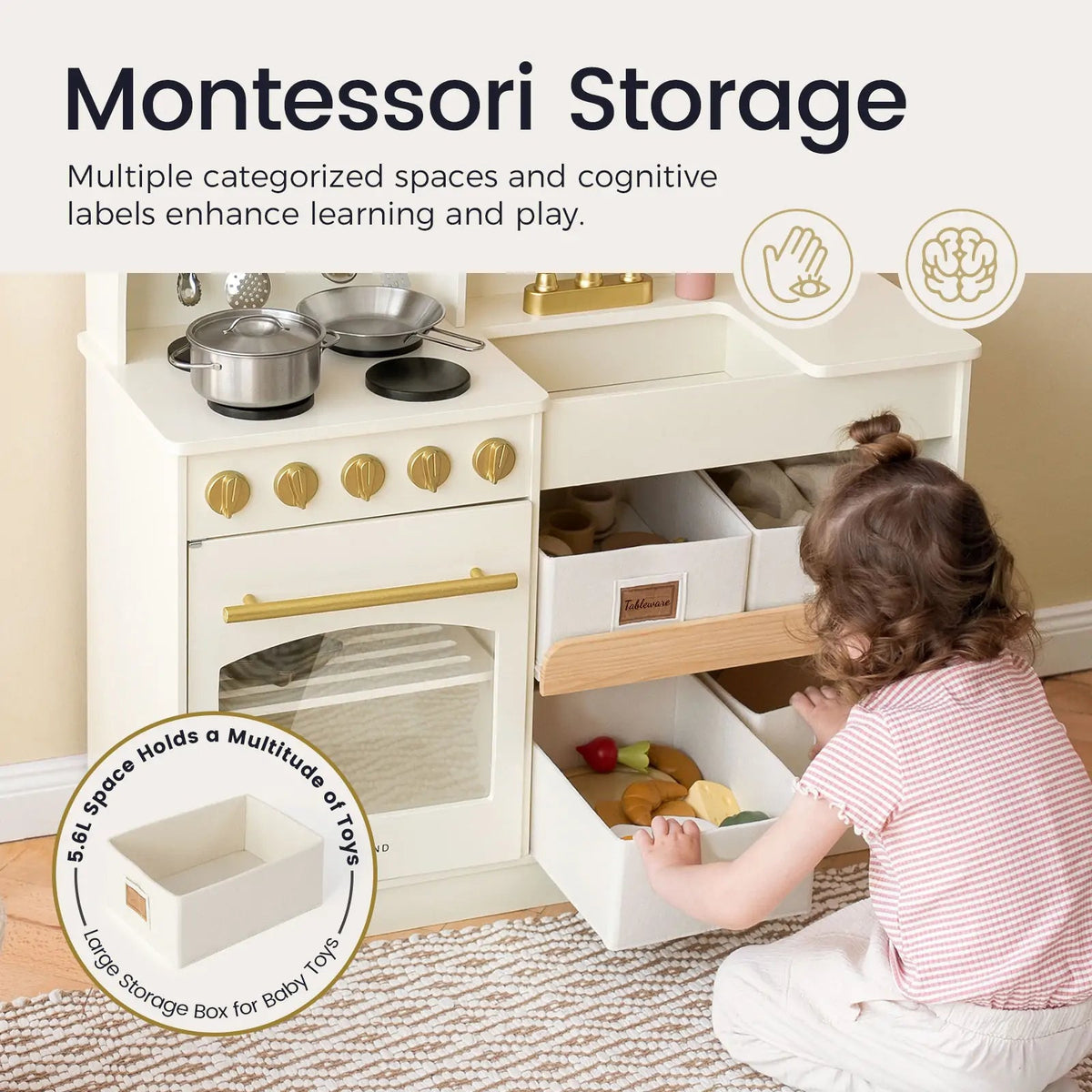 Tiny Land® Wooden Play Kitchen with Storage for Creative Toddlers - Paranoid Ranch