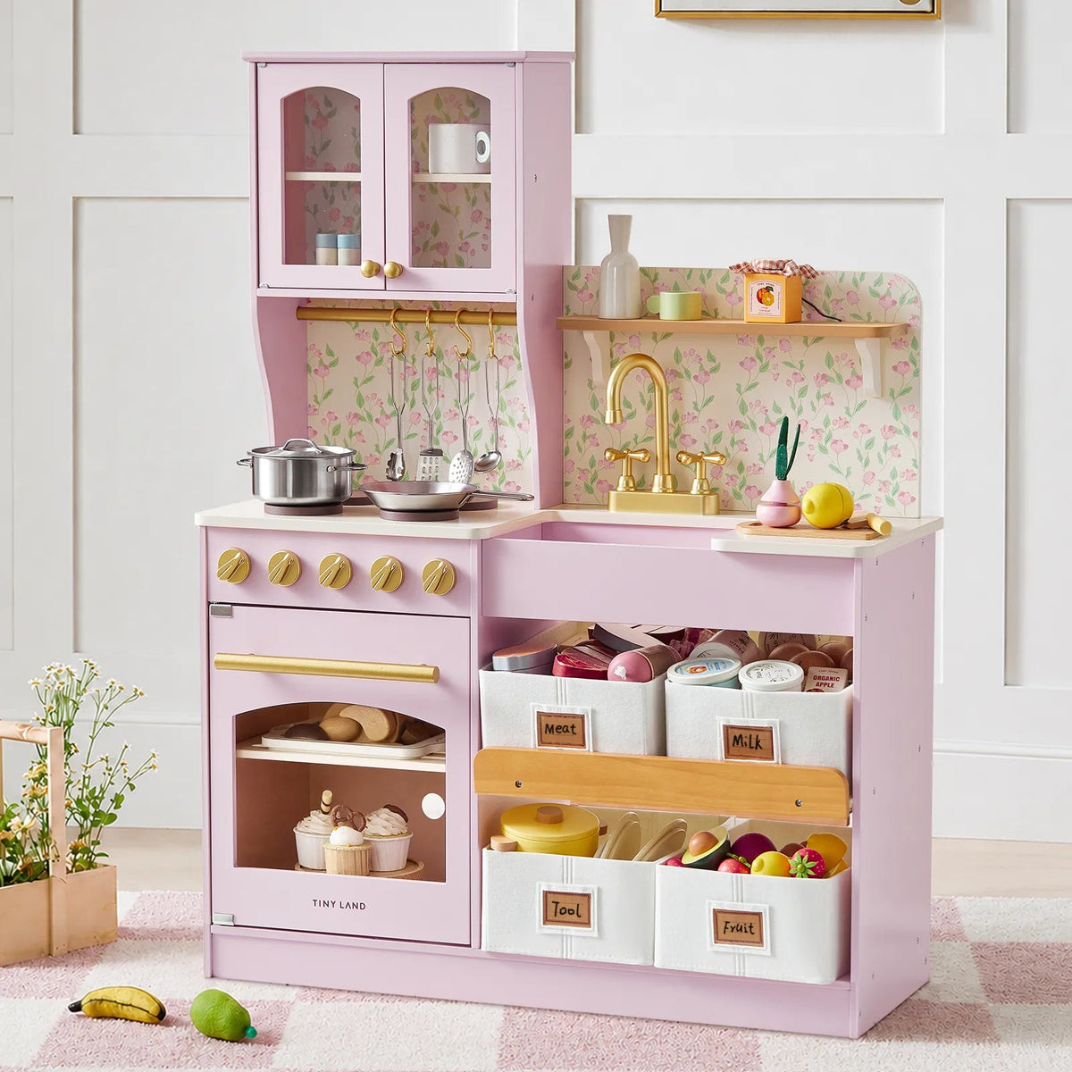 Tiny Land® Wooden Play Kitchen with Storage for Creative Toddlers - Paranoid Ranch