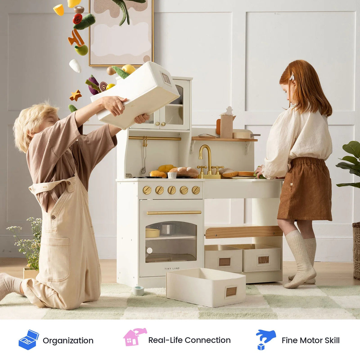 Tiny Land® Wooden Play Kitchen with Storage for Creative Toddlers - Paranoid Ranch