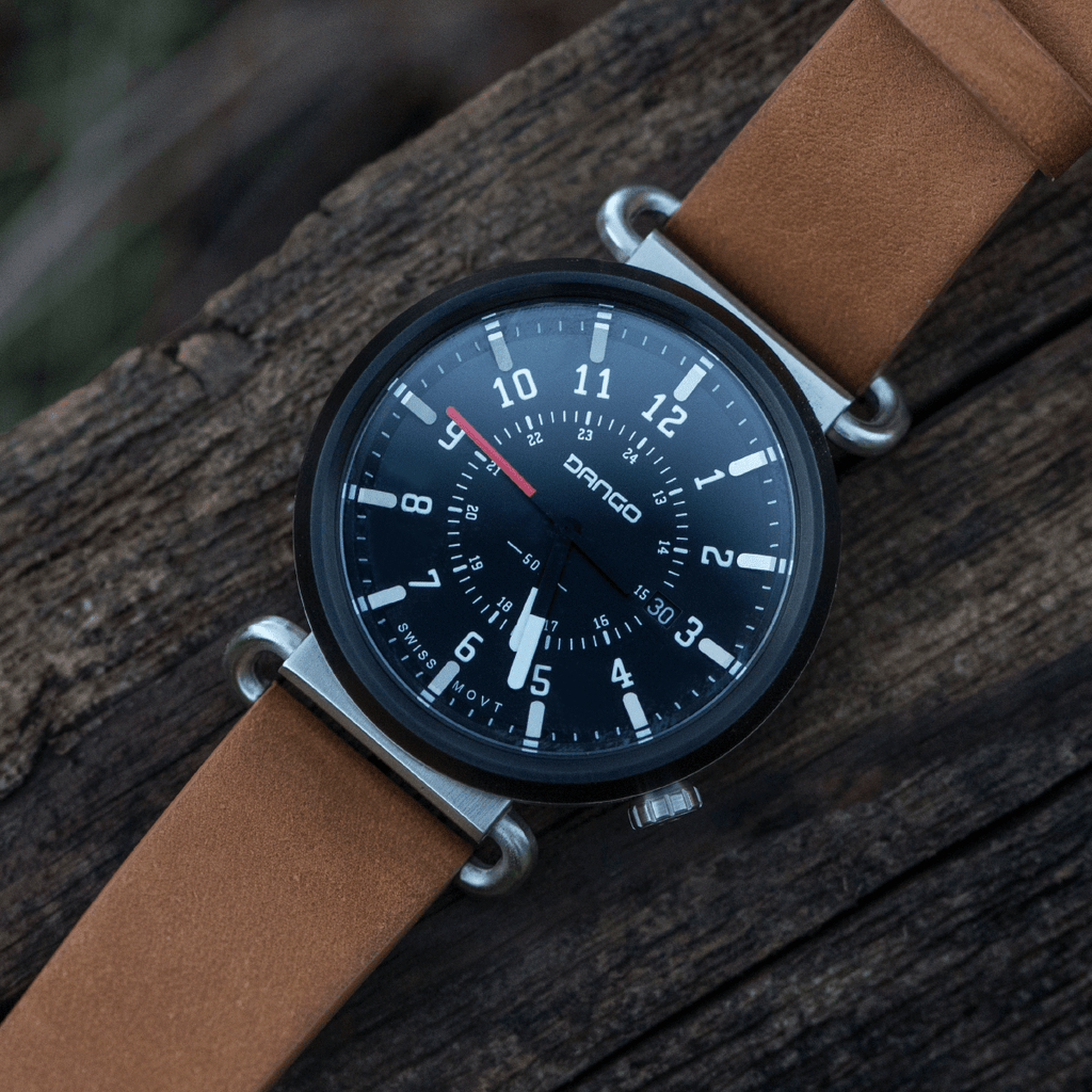 TK - 01 - Trek Watch with Italian Leather Strap - Whiskey Brown - Paranoid Ranch