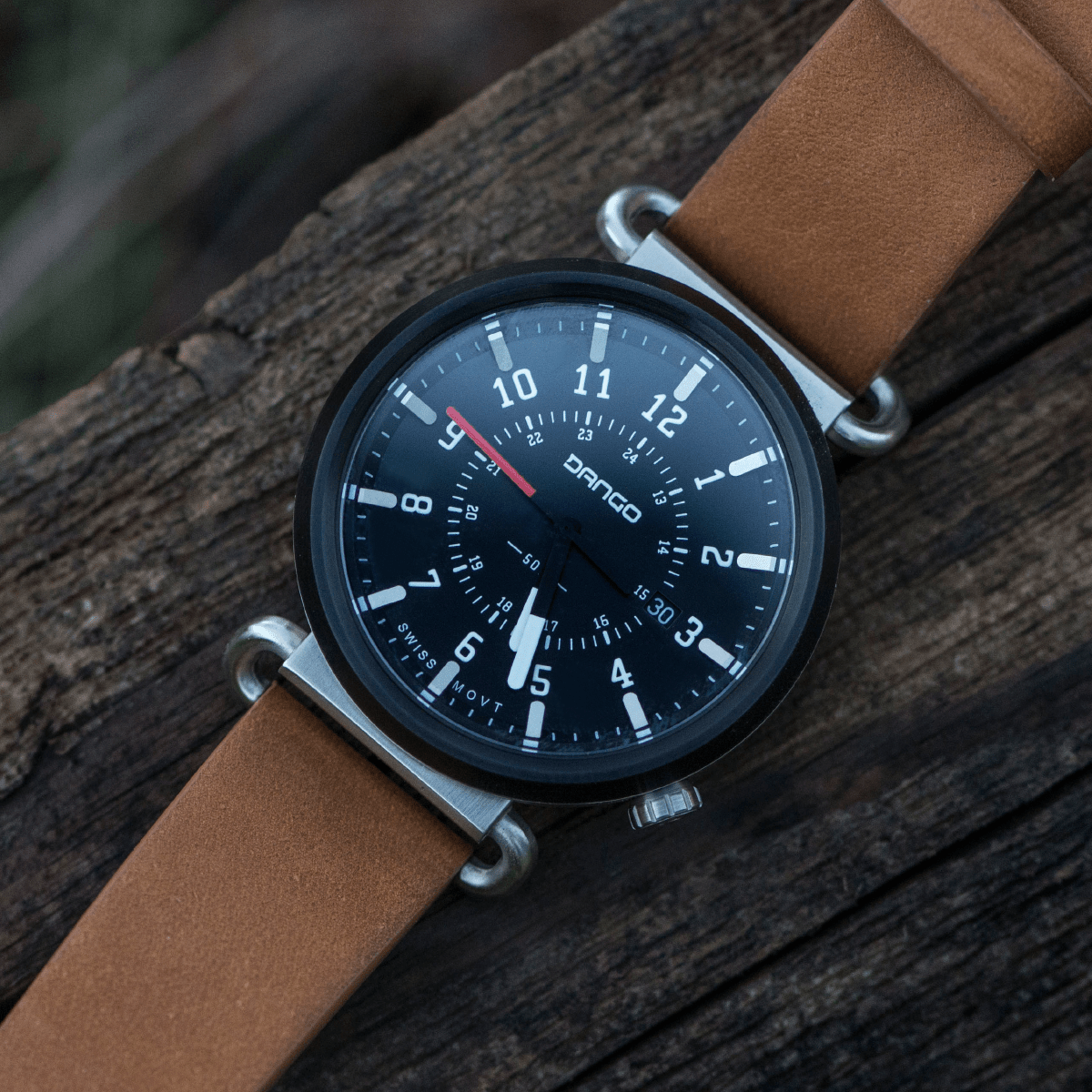 TK - 01 - Trek Watch with Italian Leather Strap - Whiskey Brown - Paranoid Ranch