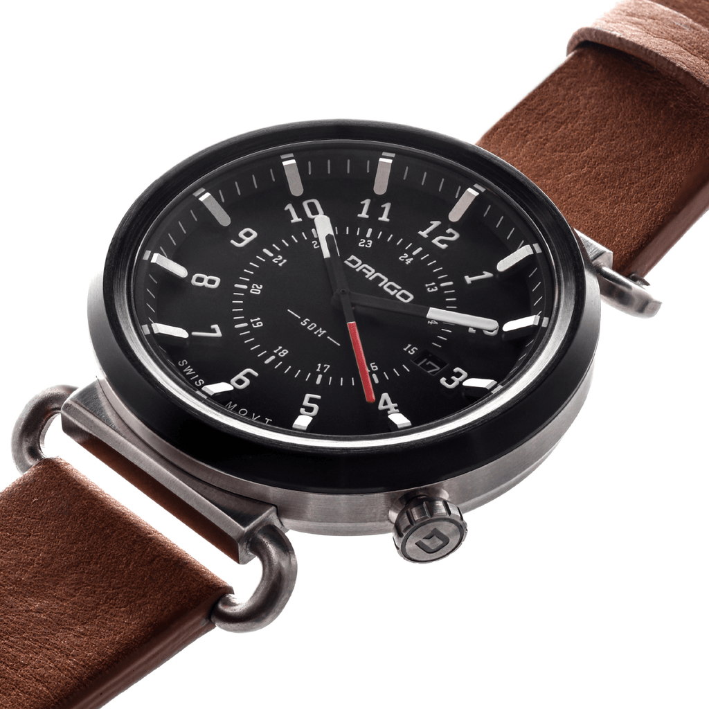 TK - 01 - Trek Watch with Italian Leather Strap - Whiskey Brown - Paranoid Ranch