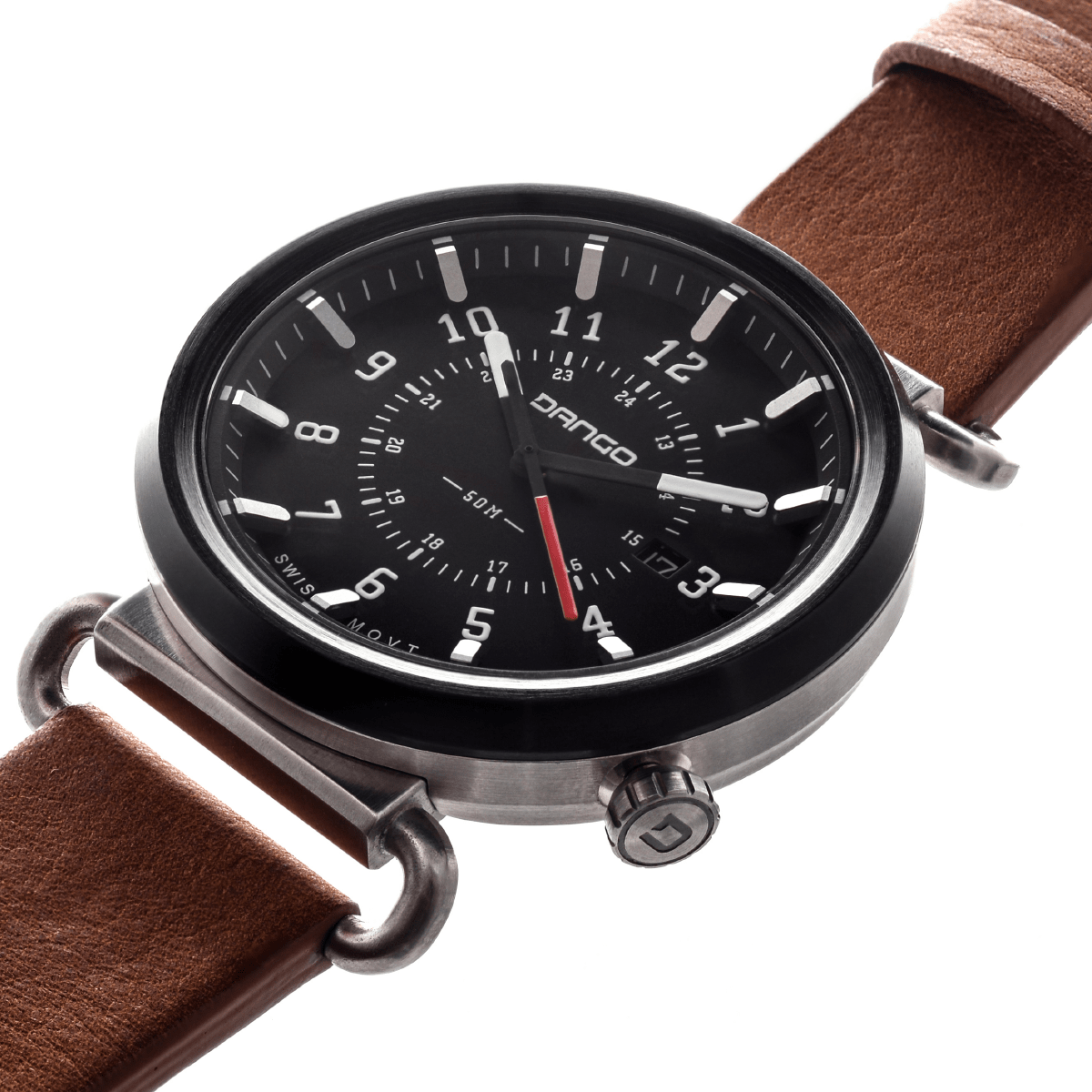 TK - 01 - Trek Watch with Italian Leather Strap - Whiskey Brown - Paranoid Ranch