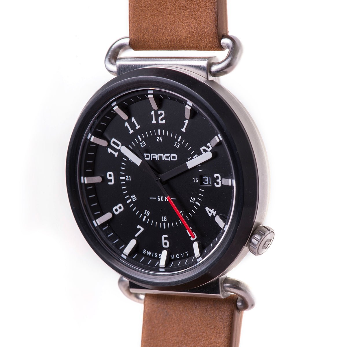TK - 01 - Trek Watch with Italian Leather Strap - Whiskey Brown - Paranoid Ranch