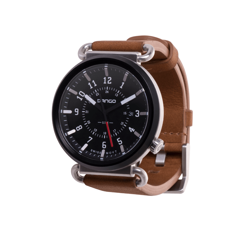 TK - 01 - Trek Watch with Italian Leather Strap - Whiskey Brown - Paranoid Ranch