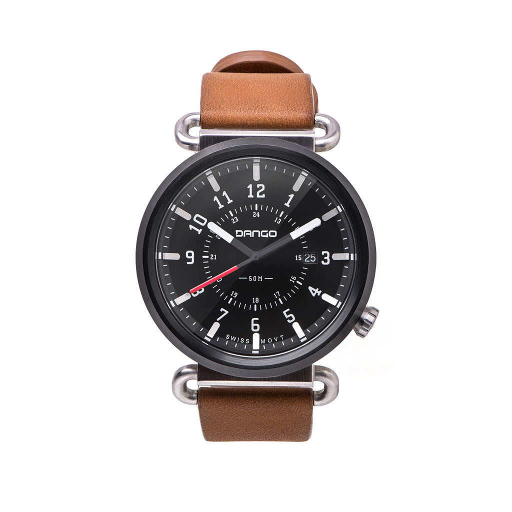 TK - 01 - Trek Watch with Italian Leather Strap - Whiskey Brown - Paranoid Ranch