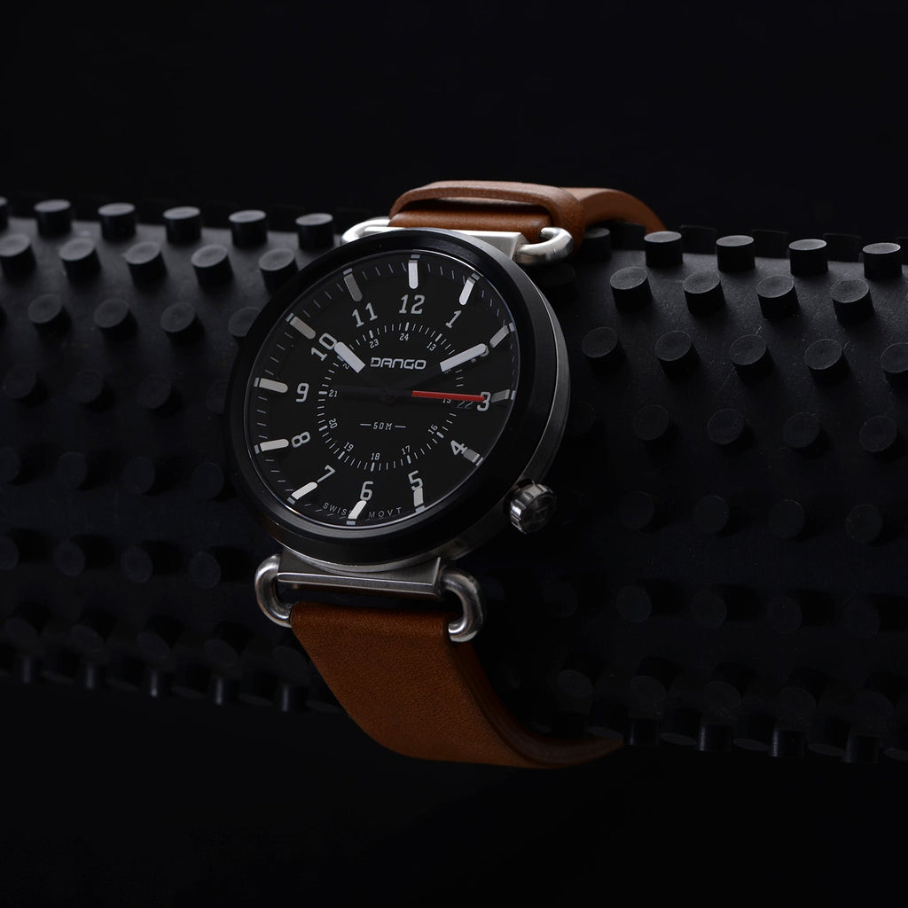TK - 01 - Trek Watch with Italian Leather Strap - Whiskey Brown - Paranoid Ranch