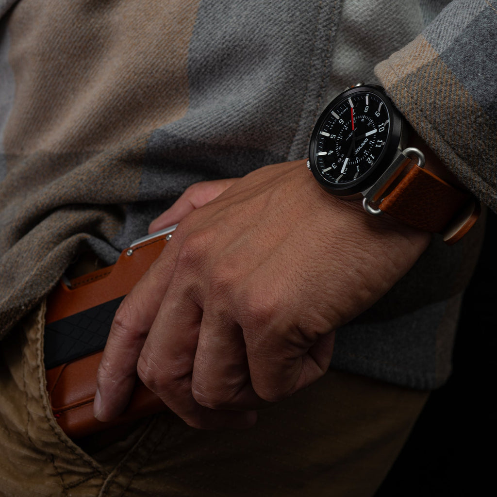 TK - 01 - Trek Watch with Italian Leather Strap - Whiskey Brown - Paranoid Ranch