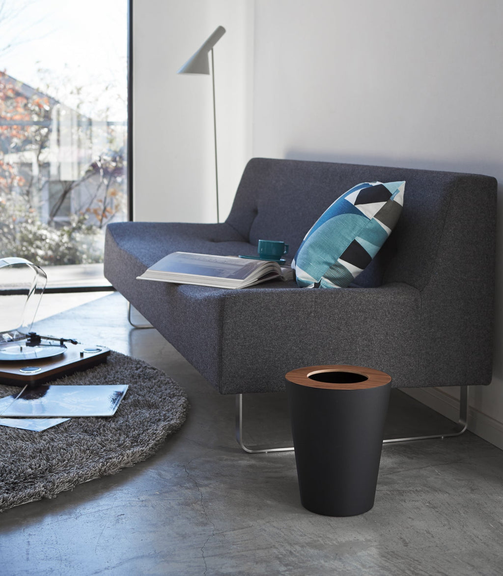Trash Can - Round - Steel + Wood - Paranoid Ranch