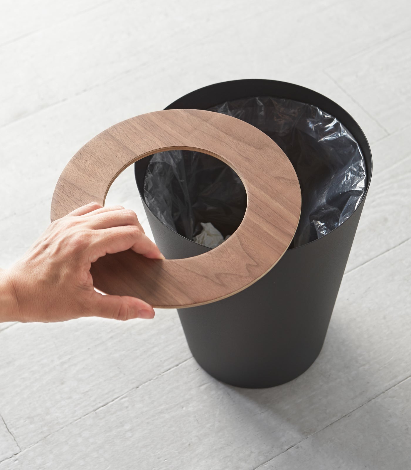 Trash Can - Round - Steel + Wood - Paranoid Ranch