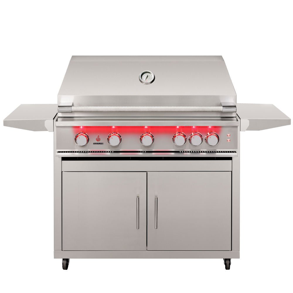TrueFlame 40 - Inch 5 - Burner Freestanding Gas Grill with Rear Infrared Burner and Grill Lights - Paranoid Ranch