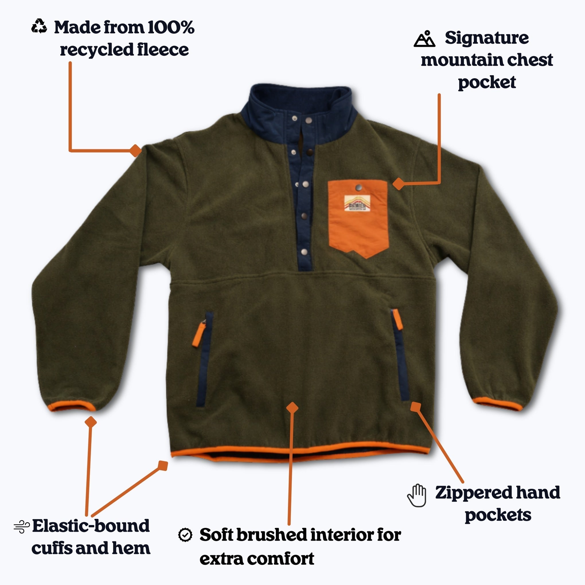 Turbo Recycled Fleece Pullover Jacket - Forest Green - Paranoid Ranch