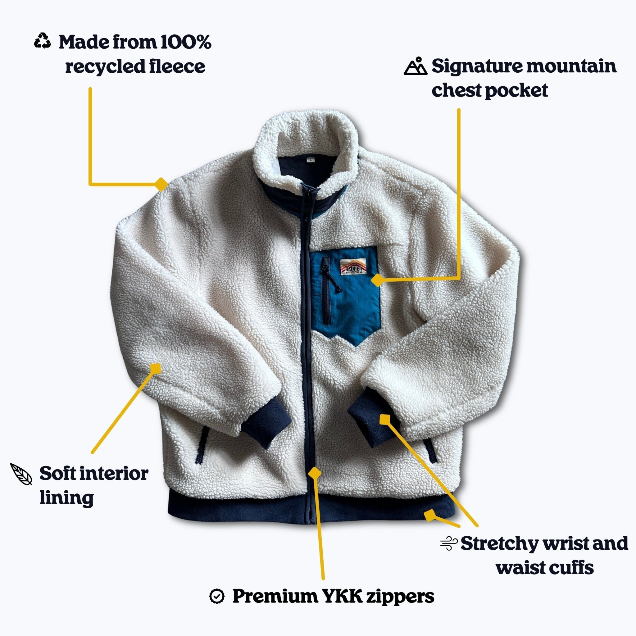 Turbo SuperFleece Jacket - Lined Recycled Fleece - Cream - Paranoid Ranch