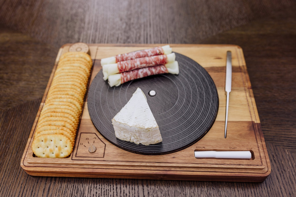 Turntable Acacia and Slate Cheese Board with Knife - Paranoid Ranch