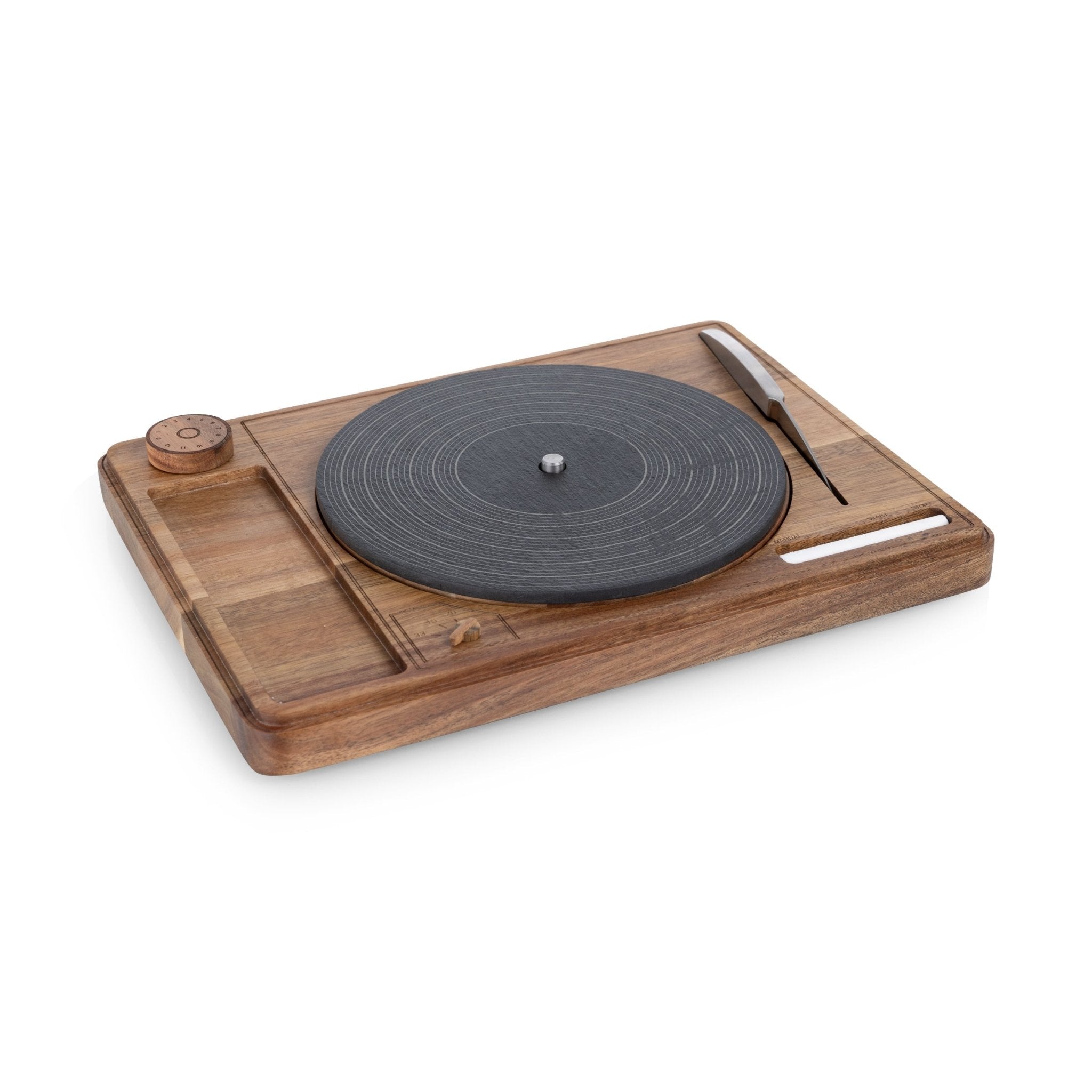 Turntable Acacia and Slate Cheese Board with Knife - Paranoid Ranch