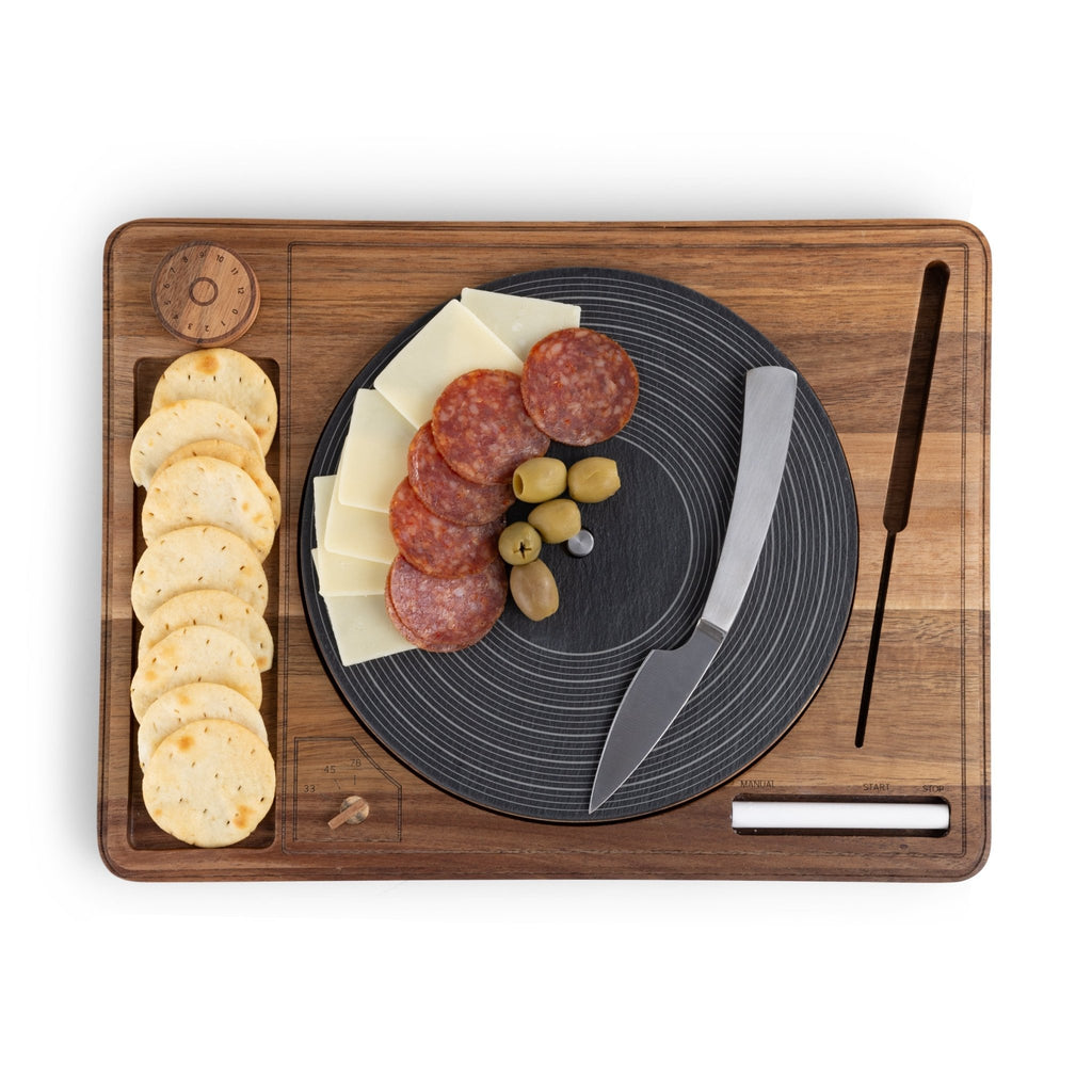 Turntable Acacia and Slate Cheese Board with Knife - Paranoid Ranch