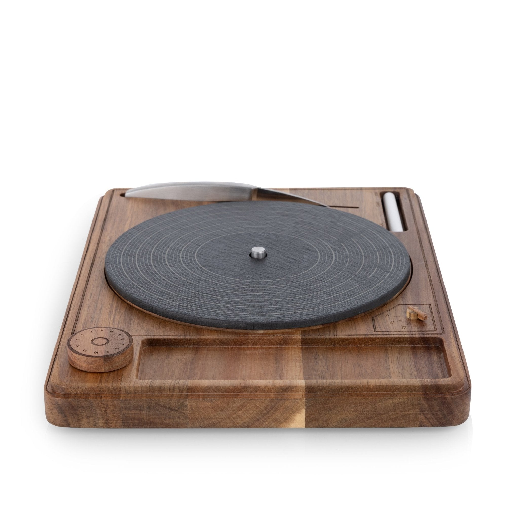 Turntable Acacia and Slate Cheese Board with Knife - Paranoid Ranch