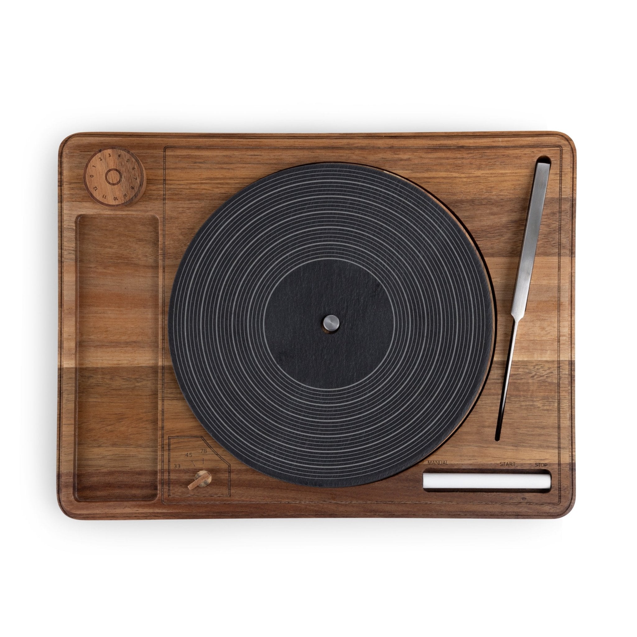Turntable Acacia and Slate Cheese Board with Knife - Paranoid Ranch