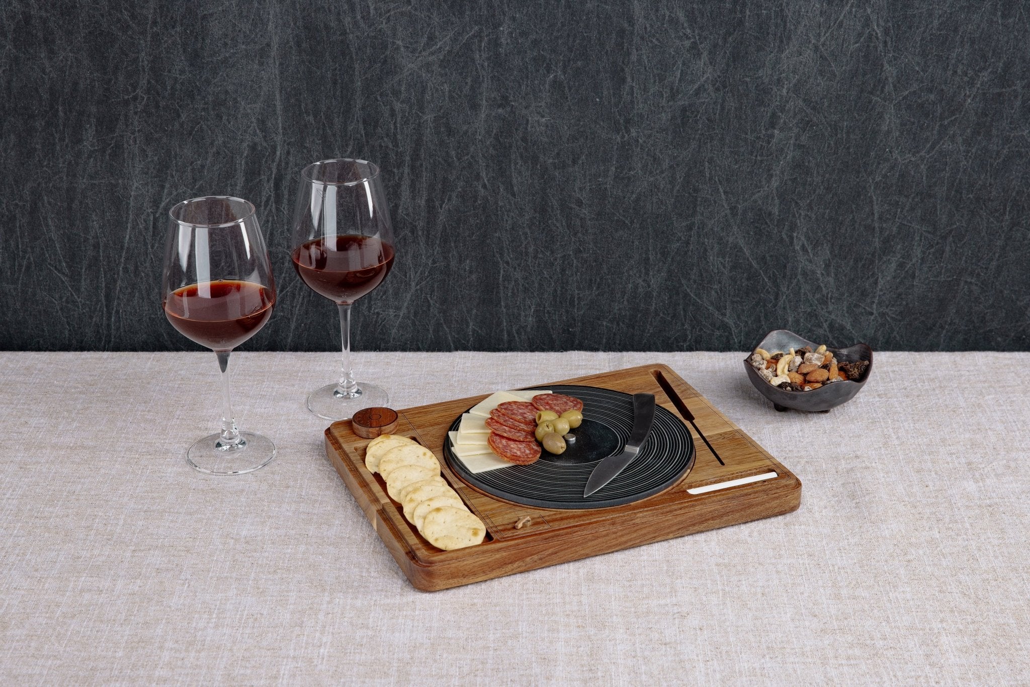 Turntable Acacia and Slate Cheese Board with Knife - Paranoid Ranch