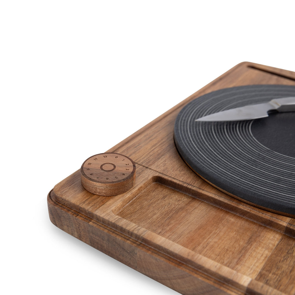 Turntable Acacia and Slate Cheese Board with Knife - Paranoid Ranch