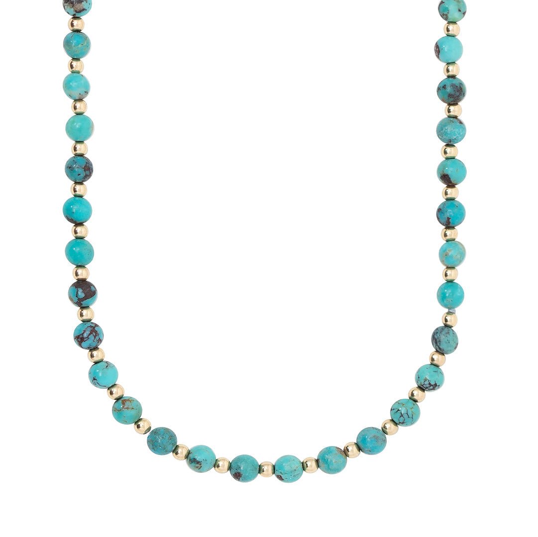 turquoise and gold bead necklace - Paranoid Ranch