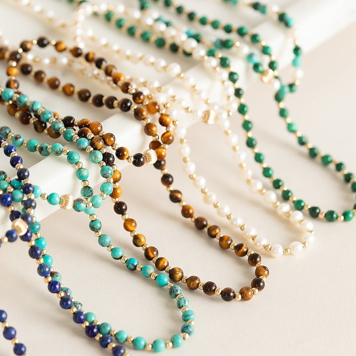 turquoise and gold bead necklace - Paranoid Ranch