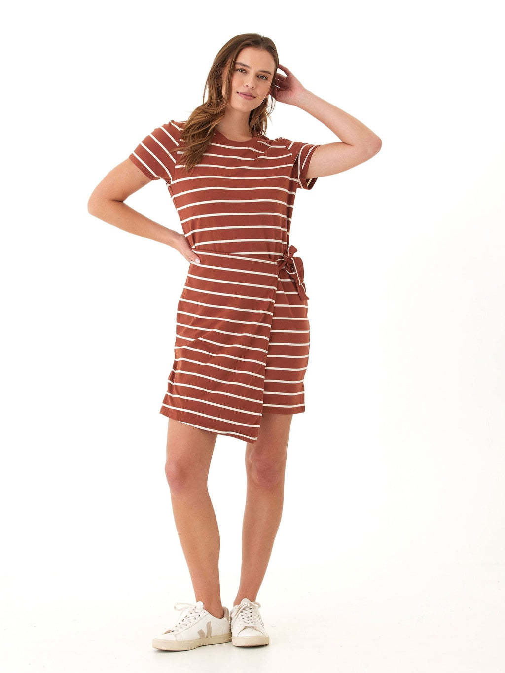 Valerie Caribbean Stripe Eco Jersey Knotted Dress - Paranoid Ranch
