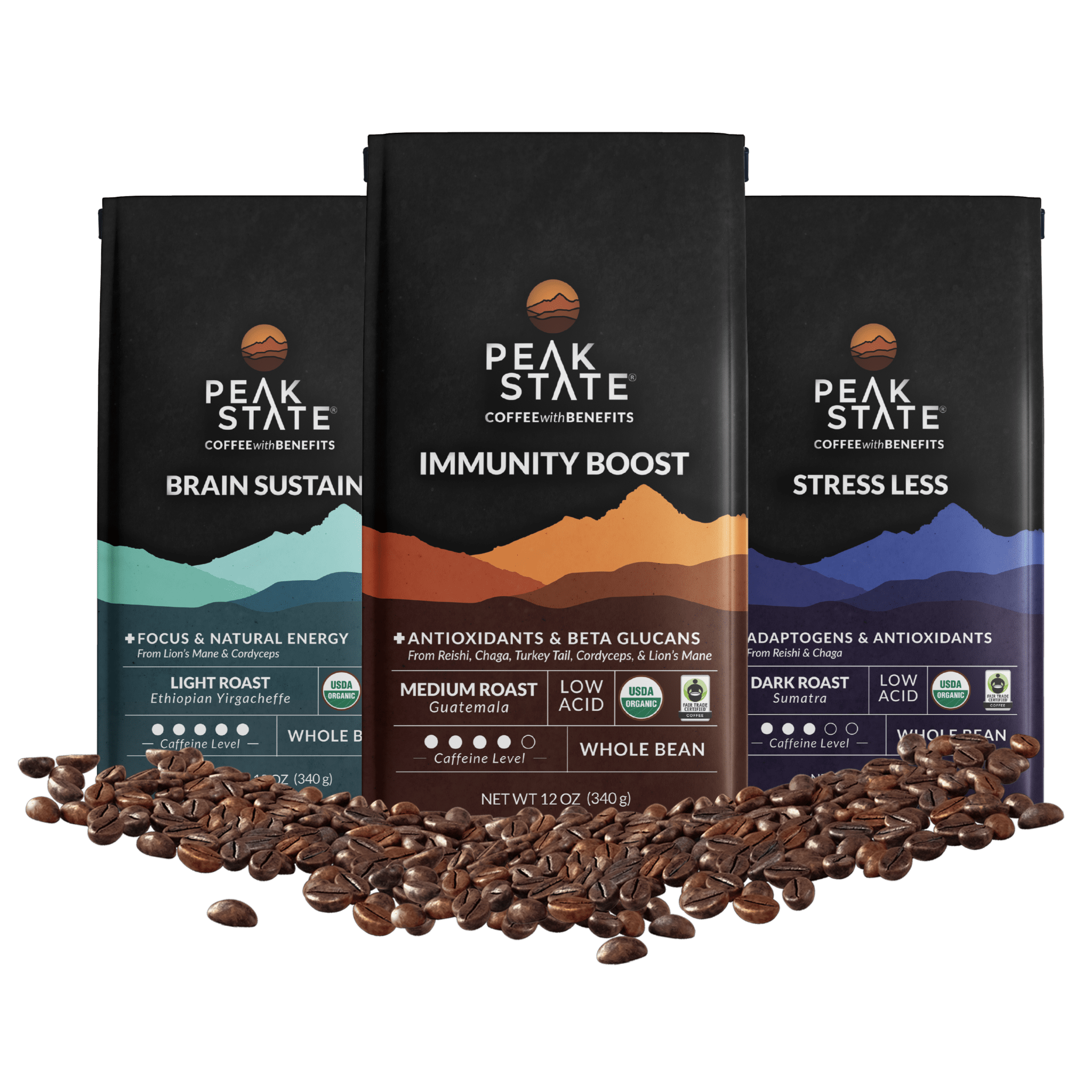 Variety Pack - Peak State Coffee - 3 x 12 oz bags - Paranoid Ranch