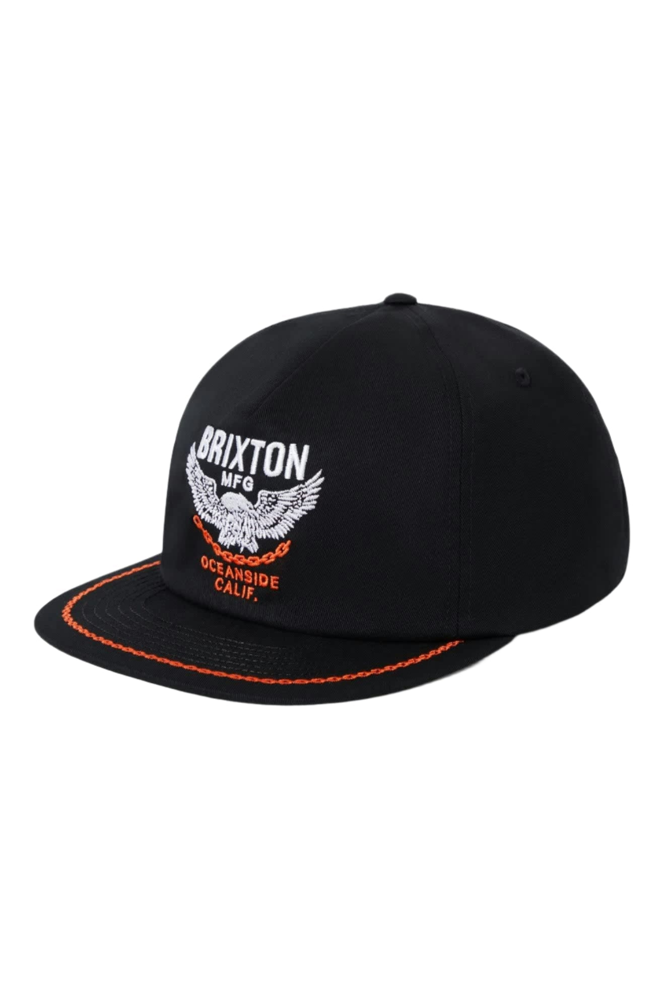 Brixton Waller Snapback in cotton twill, high-profile unstructured 5-panel cap with brim embroidery and adjustable snapback closure.